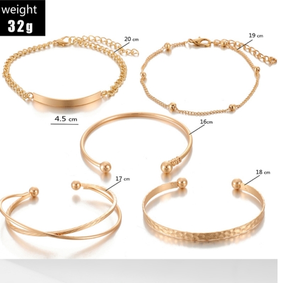 Fashionable Gold Plated Bracelet Bangle 5 Pieces - Picture 5 of 5